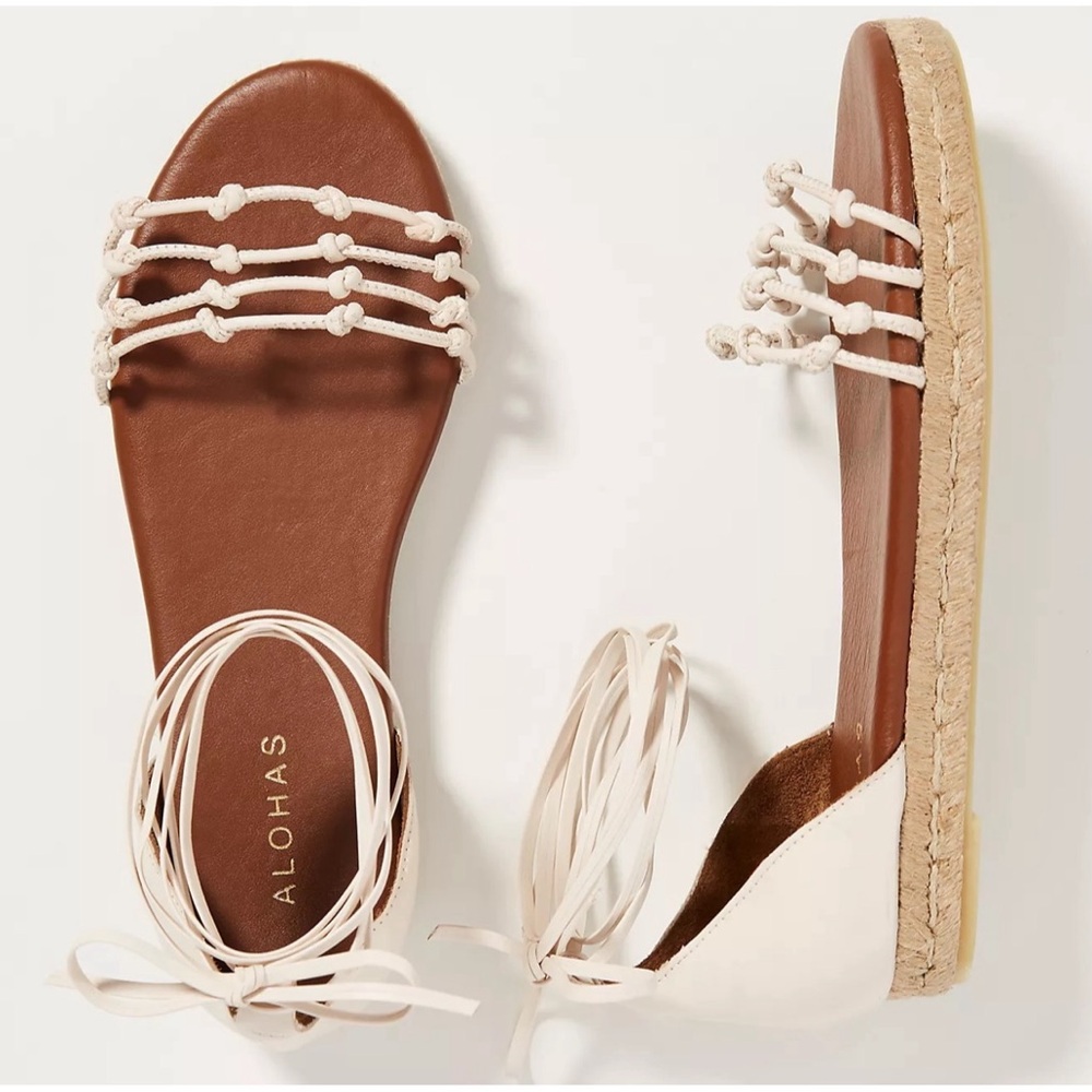Anthropologie ALOHAS Cream Espadrille Sandals Made In Spain SZ 10